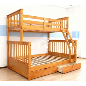 180 Oak : Giường 2 Tầng + Hộc Kéo - 1m2 / 1m6